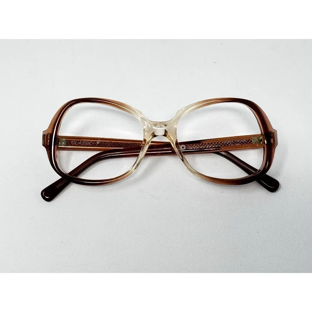 1970s American Optical Classic New Old Stock Eyeglass Frames Amber 50-17-135
